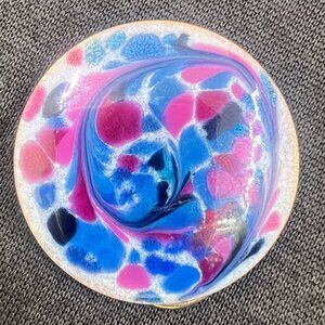 Vintage round Enamel Colorful scarf clip Mcm Abstract Design 1960-70s Retro Inga